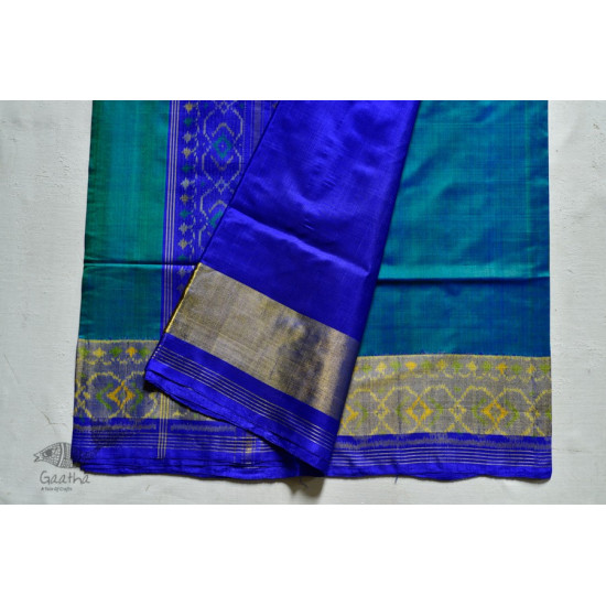 exclusive silk handwoven partola green & blue saree