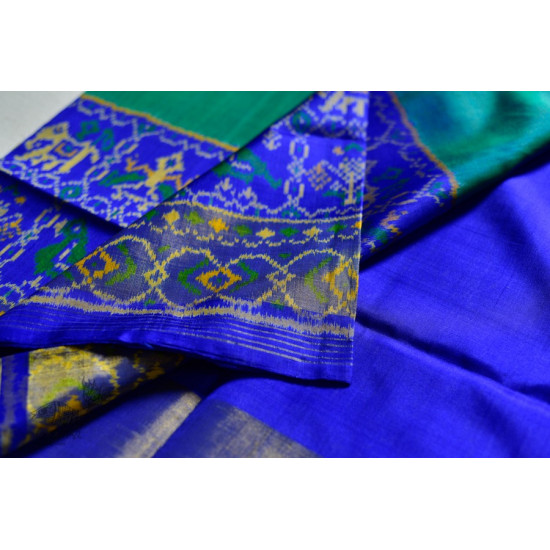 exclusive silk handwoven partola green & blue saree