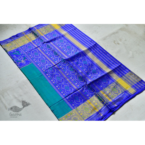 exclusive silk handwoven partola green & blue saree