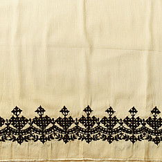 Embroidered Blouse Piece ( Unstitched )  - Kutchi Embroidery - Cotton + Silk (Cream Color)