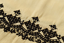 Embroidered Blouse Piece ( Unstitched )  - Kutchi Embroidery - Cotton + Silk (Cream Color)