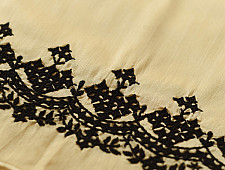 Embroidered Blouse Piece ( Unstitched )  - Kutchi Embroidery - Cotton + Silk (Cream Color)