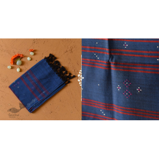 shop Tangaliya - Handwoven Cotton Scarves / muffler - Dark Blue