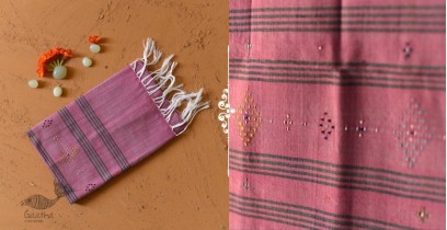 Tangaliya - Handwoven Cotton Stole - Light Pink
