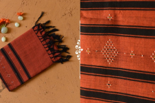 Tangaliya - Handwoven Cotton Stole - Rust Brown