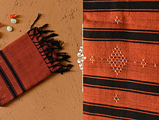 Tangaliya - Handwoven Cotton Stole - Rust Brown