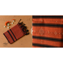 Tangaliya - Handwoven Cotton Stole - Rust Brown