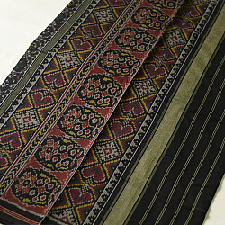 Champa - Chakli . चंपा - चकली | Handwoven Patola Cotton Saree - Black