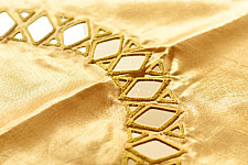 Embroidered Blouse Piece ( Unstitched )  -- Golden / Beige Mirror Work