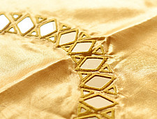 Embroidered Blouse Piece ( Unstitched )  -- Golden / Beige Mirror Work