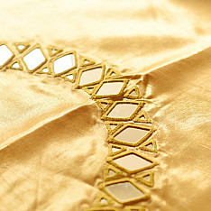 Embroidered Blouse Piece ( Unstitched )  -- Golden / Beige Mirror Work