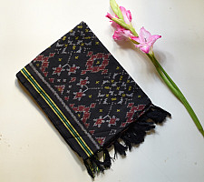 Rasika . रसिका ~ Handloom Patola Cotton Dupatta ~ Black Traditional Patola 