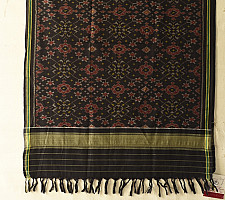 Rasika . रसिका ~ Handloom Patola Cotton Dupatta ~ Black Traditional Patola 