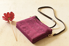 Dots & weaves ~ Tangaliya Multi Pocket Sling Purse - Magenta