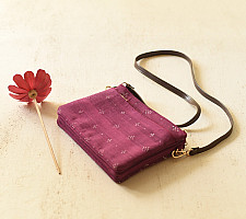 Dots & weaves ~ Tangaliya Multi Pocket Sling Purse - Magenta