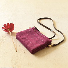 Dots & weaves ~ Tangaliya Multi Pocket Sling Purse - Magenta
