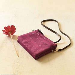 Dots & weaves ~ Tangaliya Multi Pocket Sling Purse - Magenta