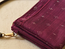 Dots & weaves ~ Tangaliya Multi Pocket Sling Purse - Magenta