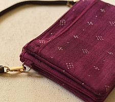 Dots & weaves ~ Tangaliya Multi Pocket Sling Purse - Magenta