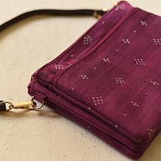 Dots & weaves ~ Tangaliya Multi Pocket Sling Purse - Magenta