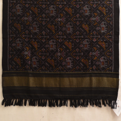 Vasant . वसंत | Handwoven Woolen Ikat Patola Shawl - Black