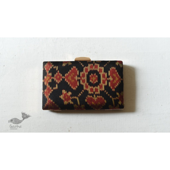 shop Patola Silk Black Clip Clutch / Sling Handbag