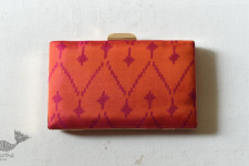 A pocket full of joy ✧ Patola Silk Clip Clutch / Sling Handbag - Orange