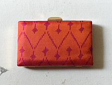 A pocket full of joy ✧ Patola Silk Clip Clutch / Sling Handbag - Orange