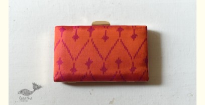A pocket full of joy ✧ Patola Silk Clip Clutch / Sling Handbag - Orange