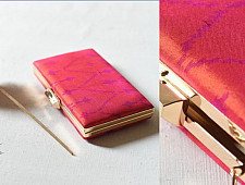 A pocket full of joy ✧ Patola Silk Clip Clutch / Sling Handbag - Orange