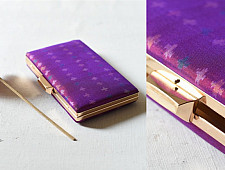 A pocket full of joy ✧ Patola Silk Clip Clutch / Sling Handbag - Purple