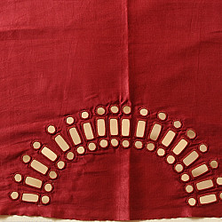 Embroidered Blouse Piece ( Unstitched ) - Maroon Mirror Work