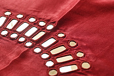Embroidered Blouse Piece ( Unstitched ) - Maroon Mirror Work