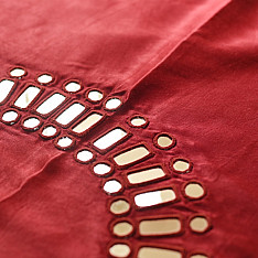 Embroidered Blouse Piece ( Unstitched ) - Maroon Mirror Work