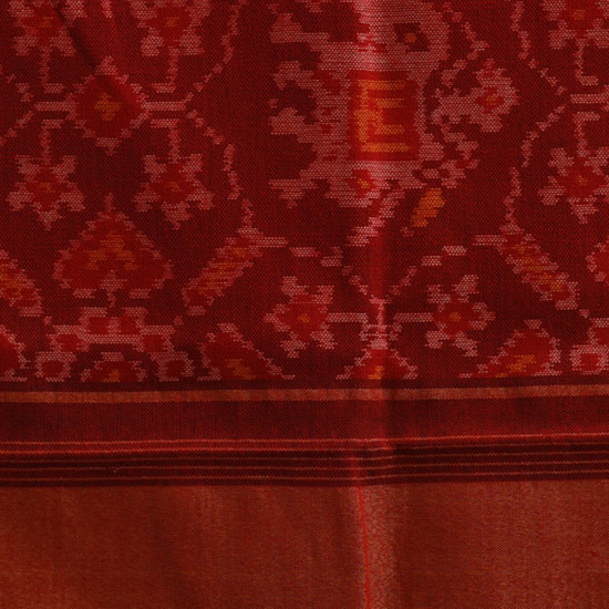 shop Handwoven Woolen Ikat Patola Shawl - Red