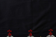 Embroidered Blouse Piece ( Unstitched ) - Cotton + Silk ( Navy Blue )