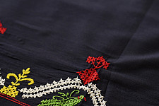 Embroidered Blouse Piece ( Unstitched ) - Cotton + Silk ( Navy Blue )