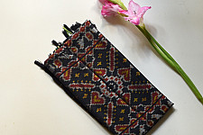 Rasika . रसिका ~ Handloom Patola Silk Cotton Stole - Black