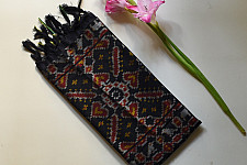 Rasika . रसिका ~ Handloom Patola Silk Cotton Stole - Black 17