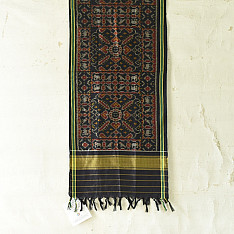 Rasika . रसिका ~ Handloom Patola Silk Cotton Stole - Black