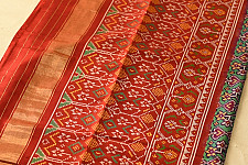 चंपा - चकली ⁂ Wedding Patola Silk Saree |  Double Ikat | Red & Green