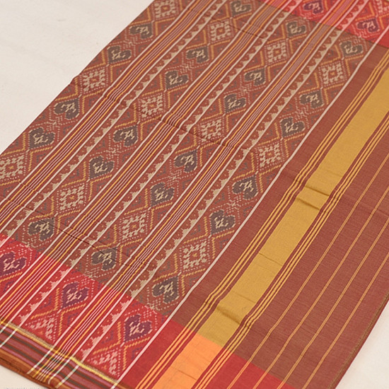 shop Patola cotton Handwoven Saree - Light Brown