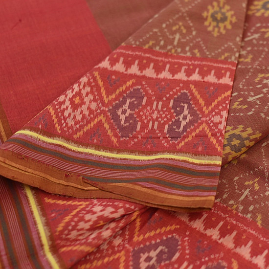 shop Patola cotton Handwoven Saree - Light Brown