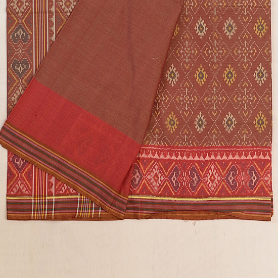 shop Patola cotton Handwoven Saree - Light Brown