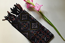 Rasika . रसिका ~ Handloom Patola Silk Cotton Stole - Black