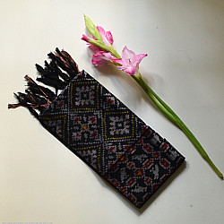 Rasika . रसिका ~ Handloom Patola Silk Cotton Stole - Black