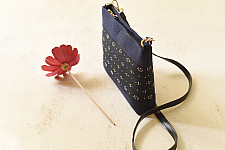 Dots & weaves ~ Tangaliya Sling Bag | Navy Blue & Black