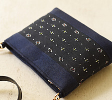 Dots & weaves ~ Tangaliya Sling Bag | Navy Blue & Black
