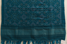 Vasant . वसंत | Handwoven Woolen Ikat Patola Shawl ~ Teal Blue