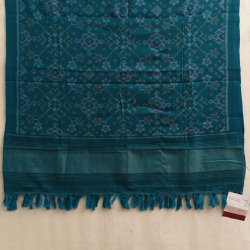 Vasant . वसंत | Handwoven Woolen Ikat Patola Shawl ~ Teal Blue